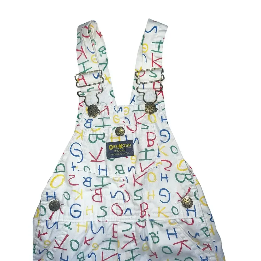 Vintage 90s OshKosh B'Gosh Vintage bib Overalls Osh spell out Print AOP size 3
